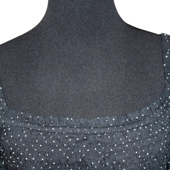 SALE! GAP Smocked Puff Sleeve Mini Black Dots Elastic Top Black M Medium EUC - Picture 8 of 13